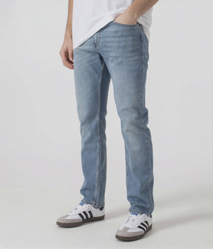 BOSS Delaware Jeans in Bright Blue at EQVVS Menswear. Model Video. 