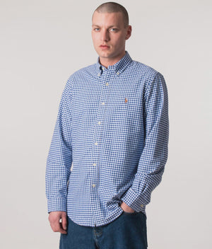 Custom-Fit-Oxford-Shirt-Blue/White-Gingham-Polo-Ralph-Lauren-EQVVS-Model-Video
