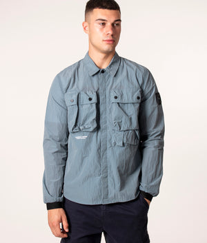 Multi Pocket Ripstop Overshirt in Flint Blue, Marshall Artist, EQVVS, Front Model 2