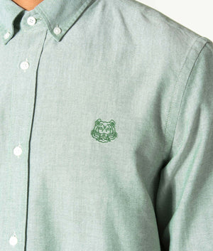 Tiger-Crest-Button-Down-Shirt-Green-Kenzo-EQVVS