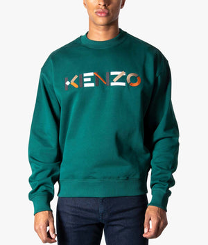 Logo-Multicolour-Oversize-Sweat-Duck-Blue-Kenzo-EQVVS