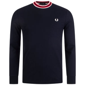 Refined-Pique-Long-Sleeve-Top-Navy-Fred-Perry-EQVVS