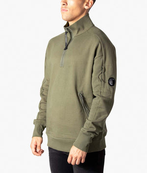Diagonal-Raised-Fleece-Quarter-Zip-Lens-Sweatshirt-Stone-Grey-CP-Company-EQVVS