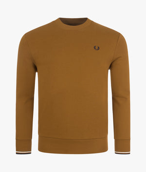 Crew-Neck-Sweat-Dark-Camel-Fred-Perry-EQVVS