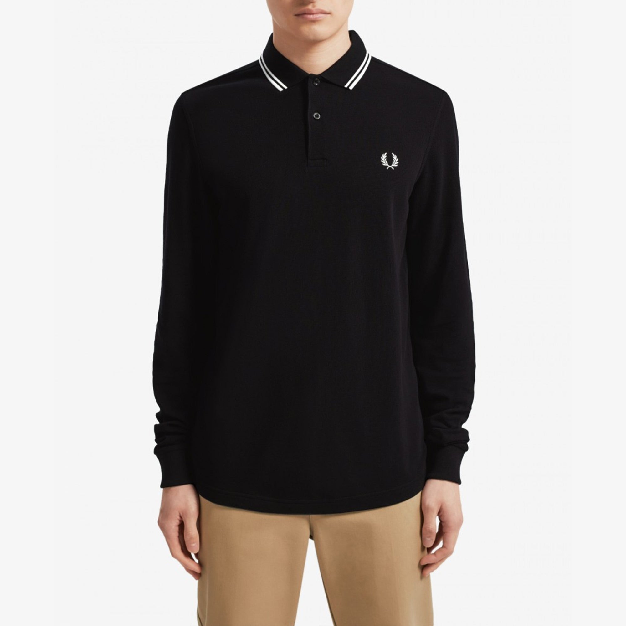 Regular Fit Long Sleeve Twin Tipped Polo Shirt