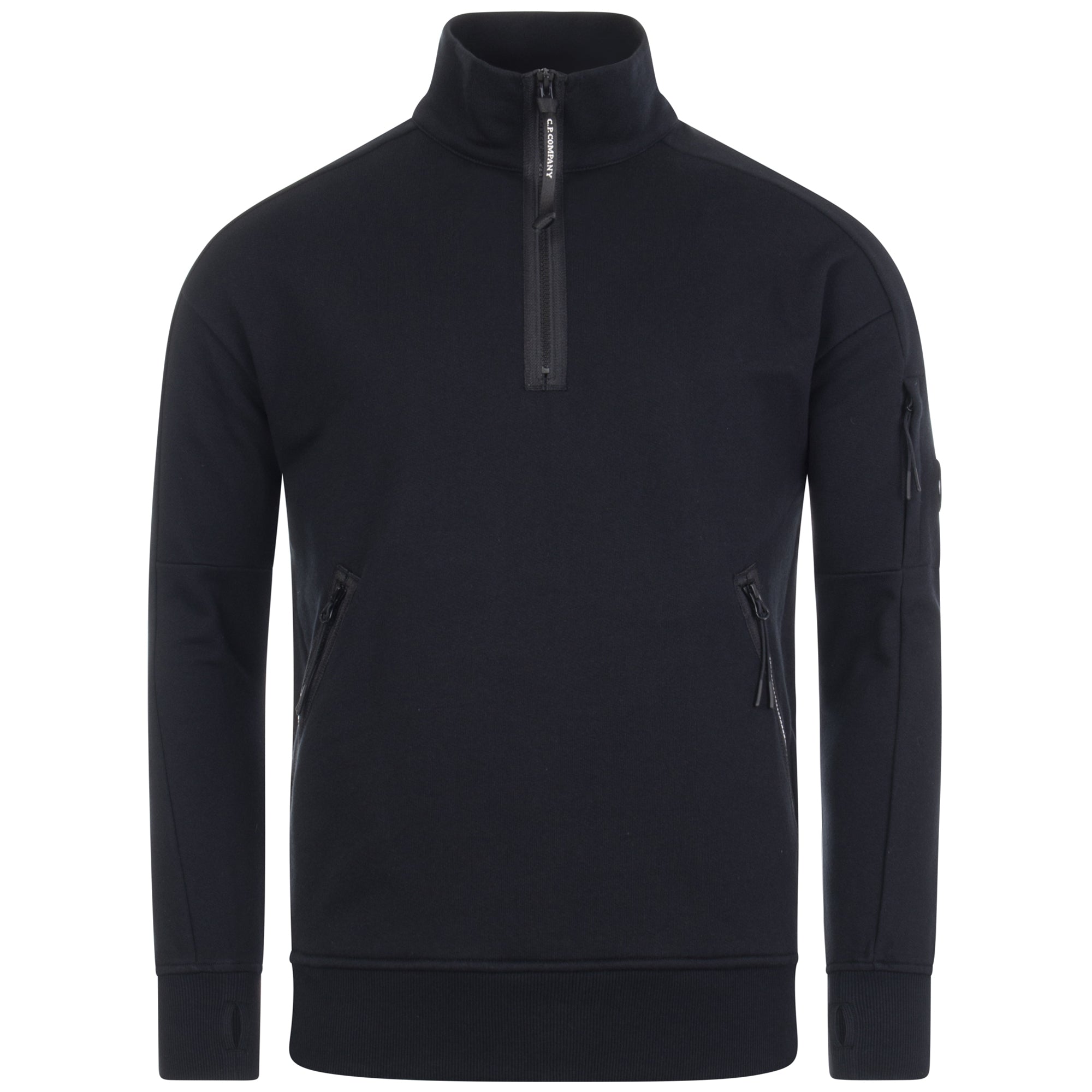 Diagonal Raised Fleece Quarter Zip Lens Sweatshirt