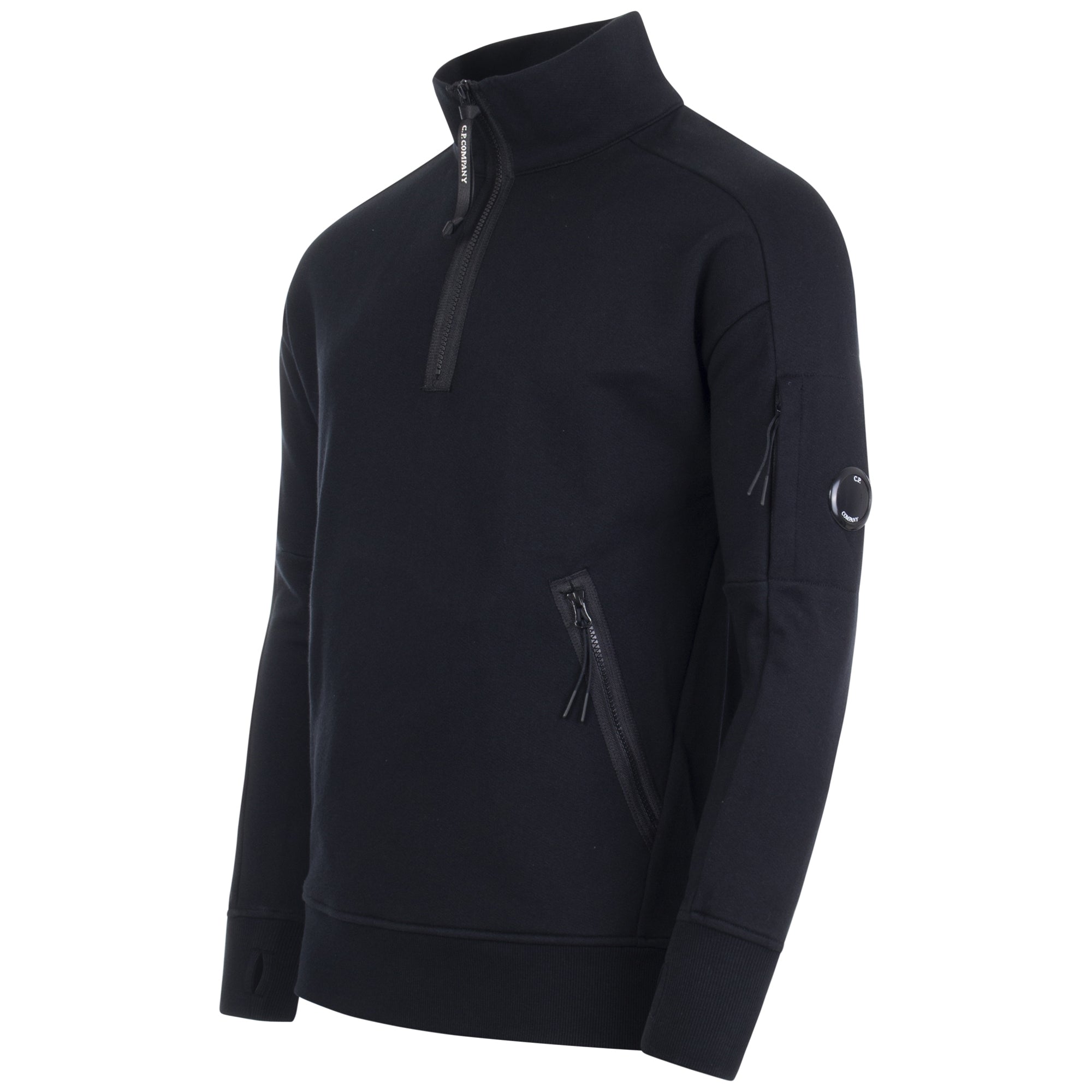 Diagonal Raised Fleece Quarter Zip Lens Sweatshirt