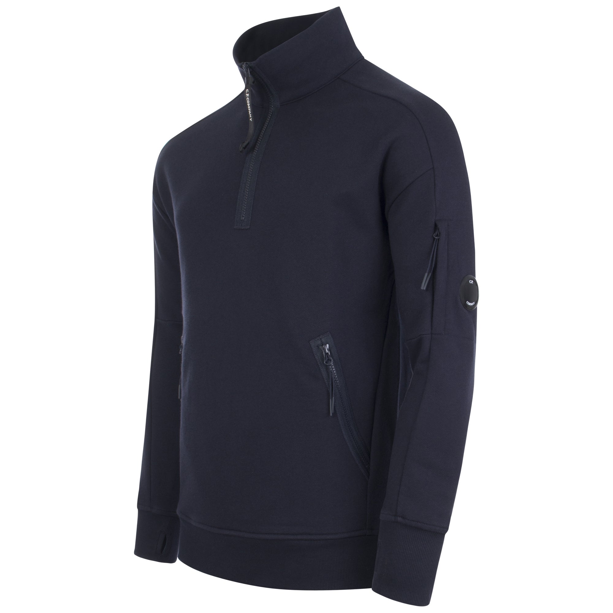 Diagonal Raised Fleece Quarter Zip Lens Sweatshirt