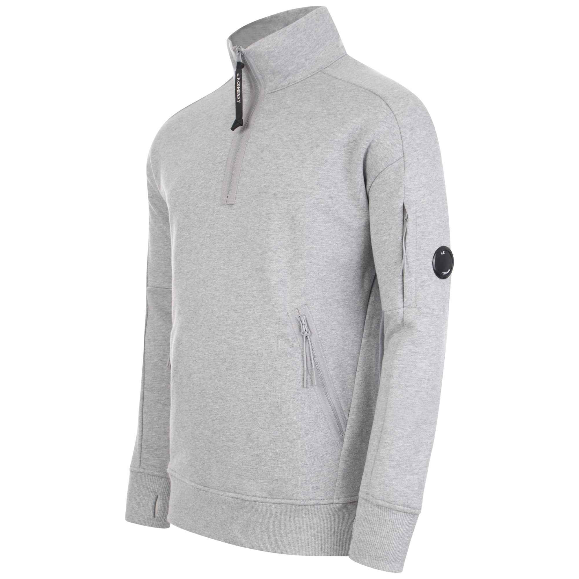 Diagonal Raised Fleece Quarter Zip Lens Sweatshirt