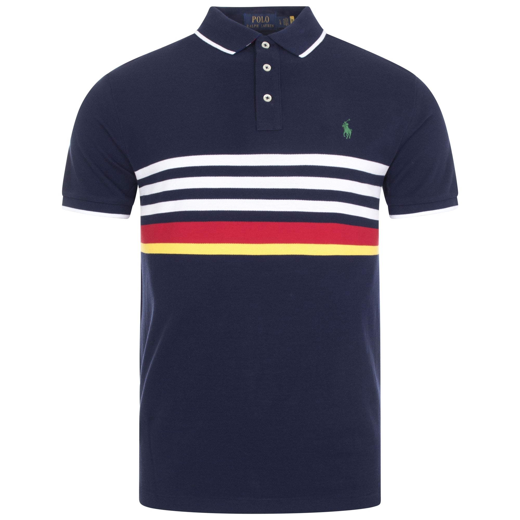 Custom Fit Slim Mesh Striped Chest Polo