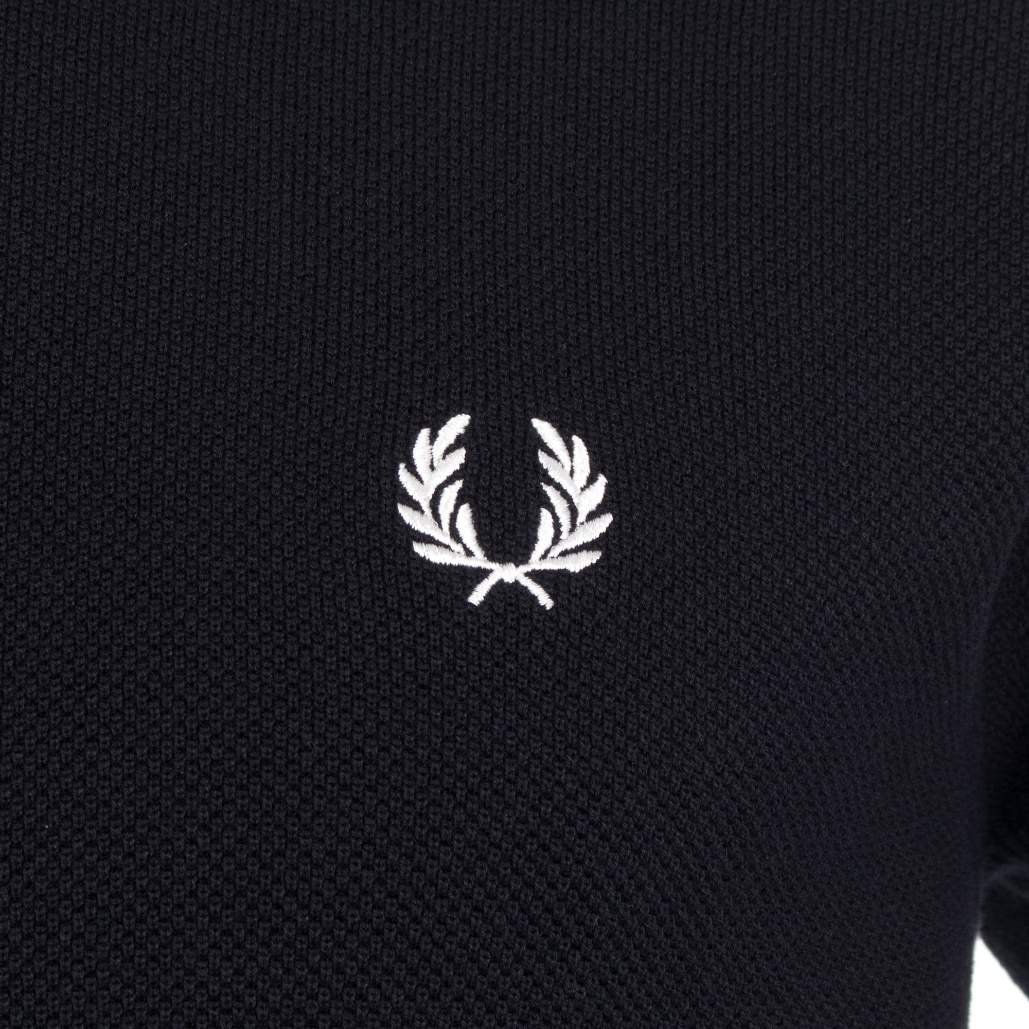Regular Fit Contrast Trim Piqué Crew Neck Jumper