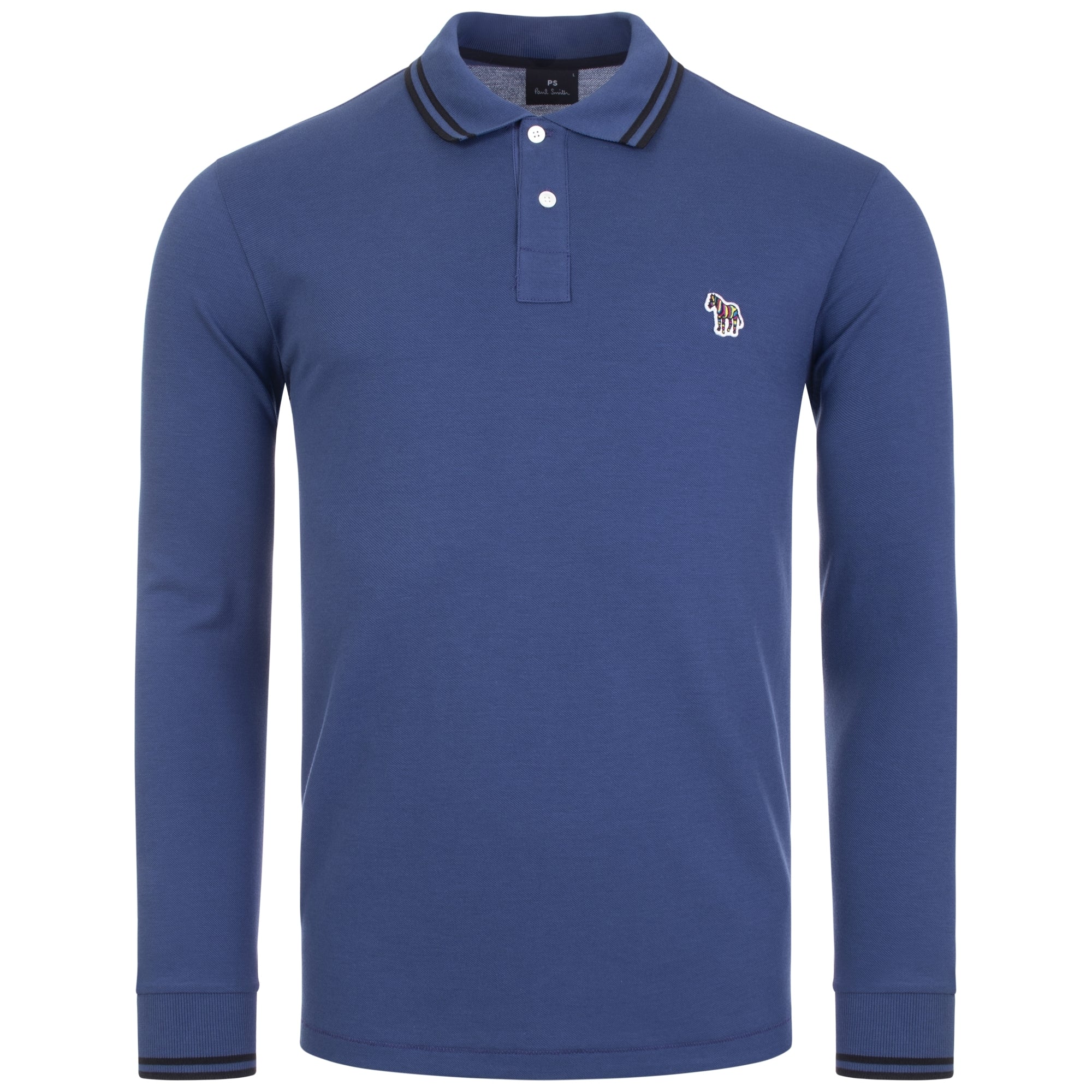 Regular Fit Long Sleeve Tipped Zebra Polo