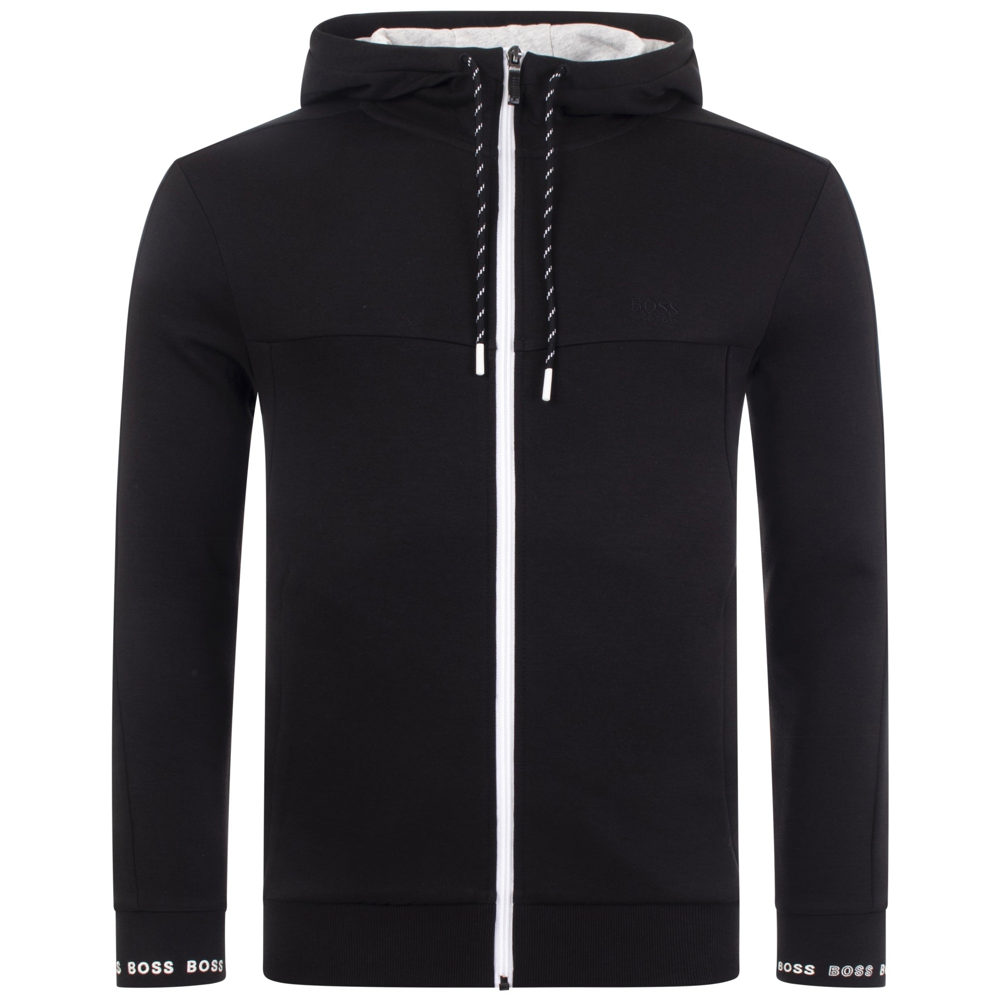 Regular Fit Saggy 1 Zip Through Logo Embroidery Hoodie