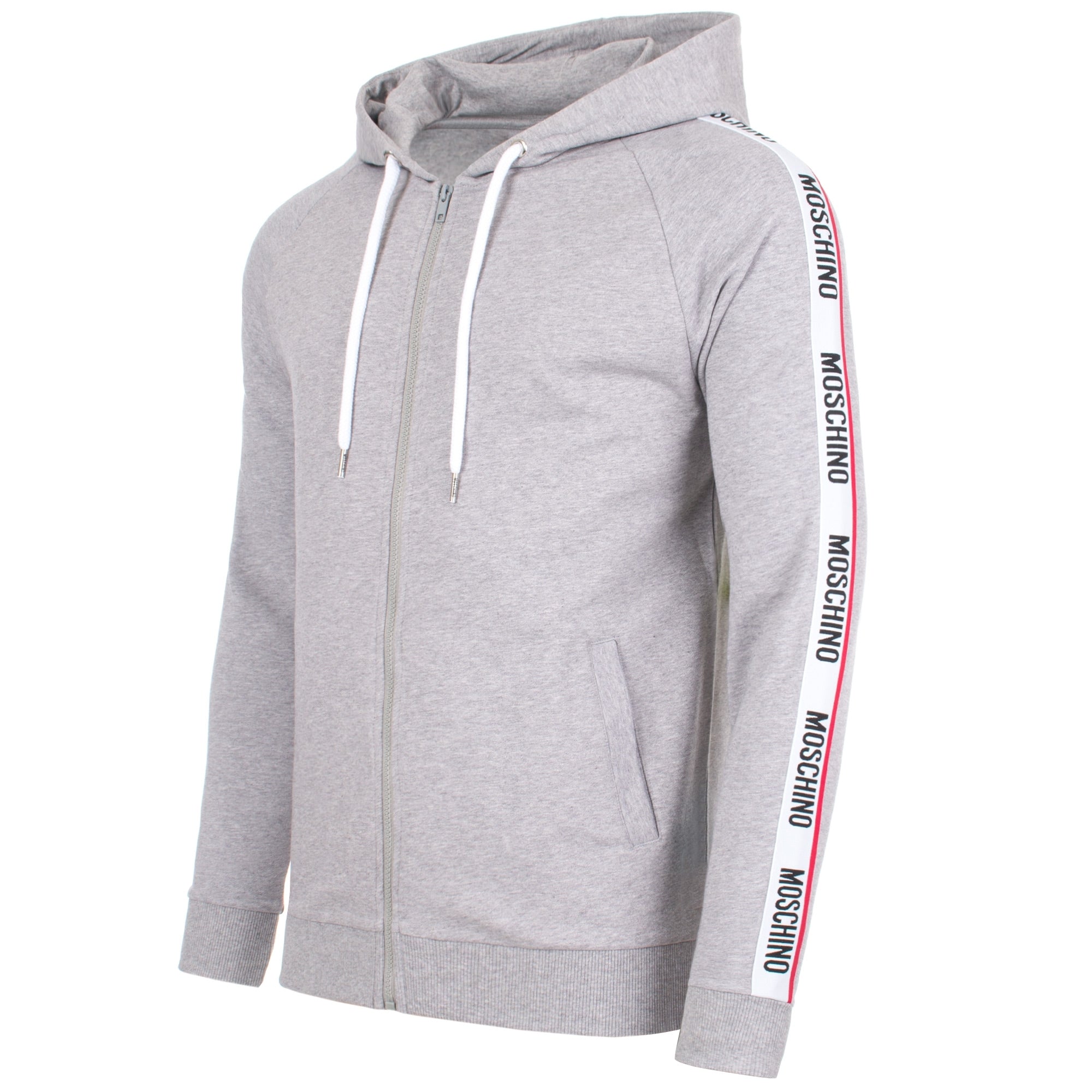 Logo Taped Arm Zip Through Hoodie