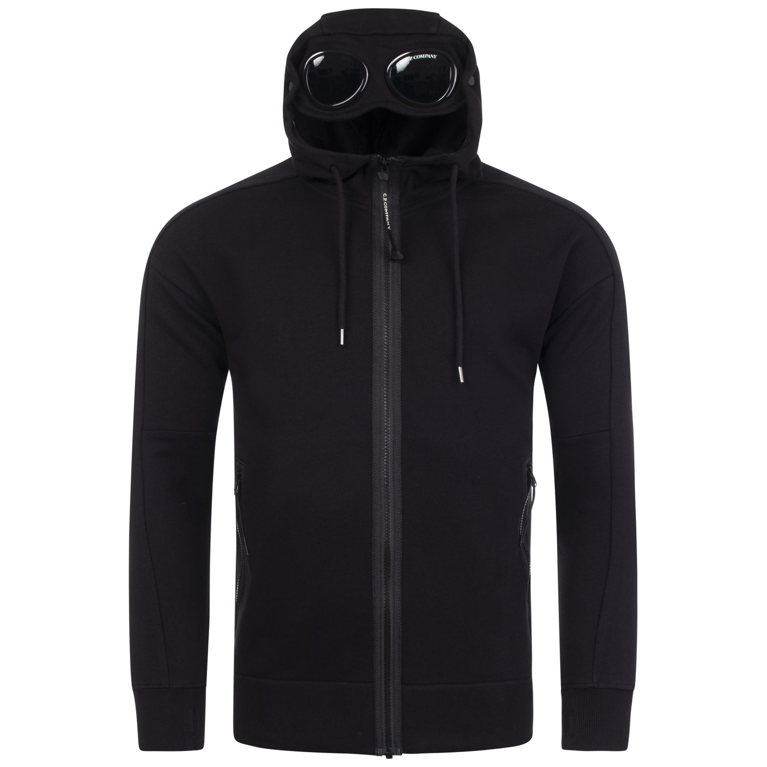 Diagonal Raised Fleece Goggle Hoodie Black |C.P. Company | EQVVS