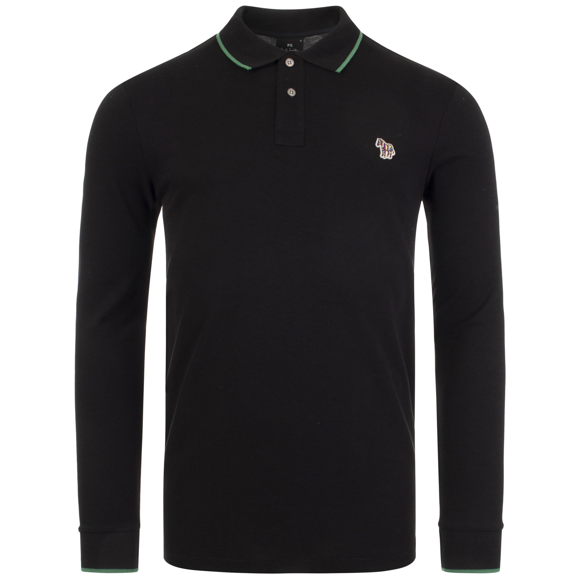Regular Fit Long Sleeve Zebra Logo Tipped Polo Shirt