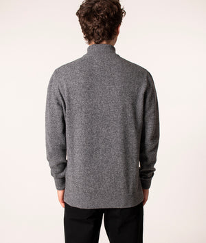 Barbour Tisbury Half Zip Jumper in Grey at EQVVS. Model, back, 