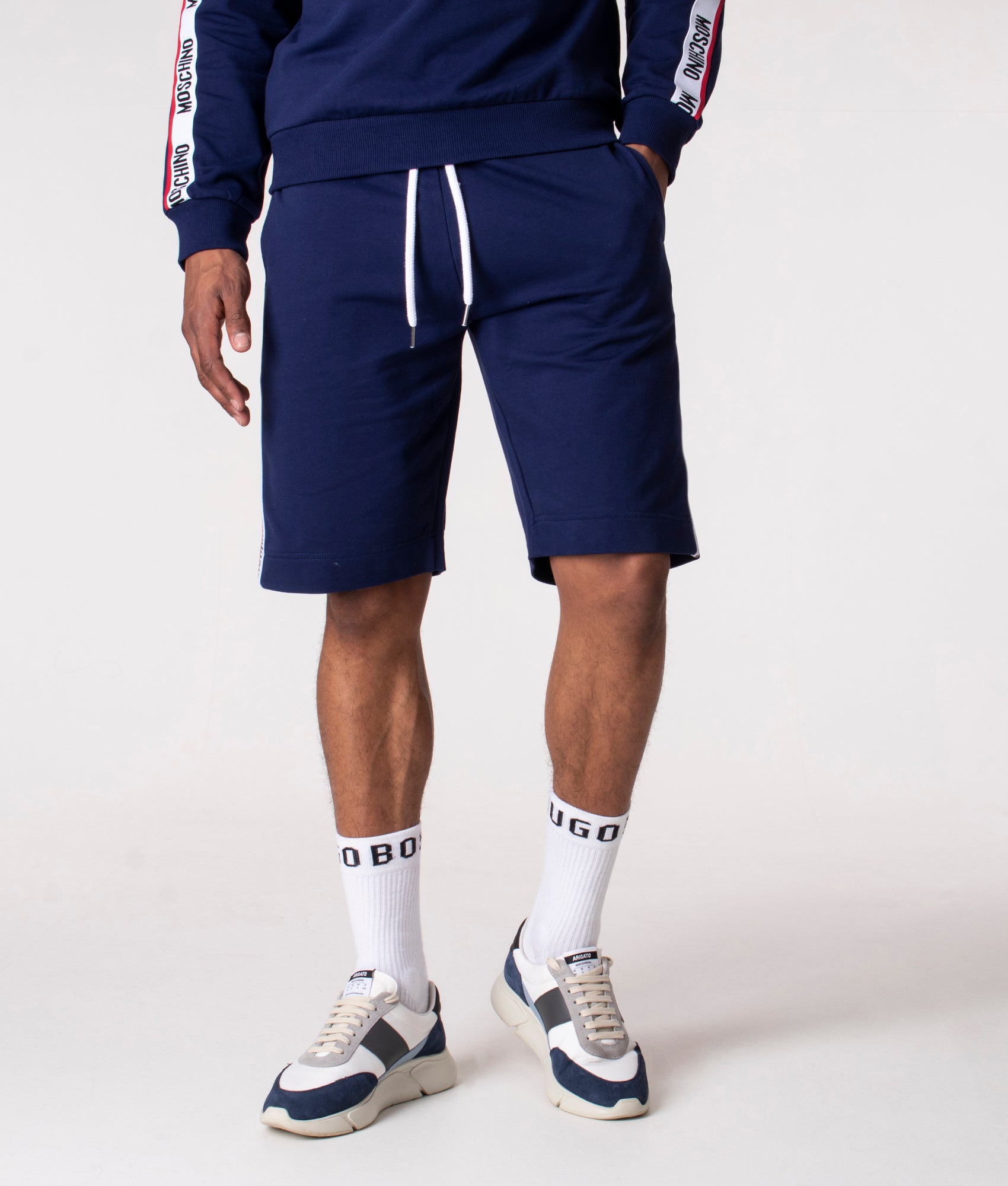 Logo Tape Detail Sweat Shorts Blue | Moschino | EQVVS