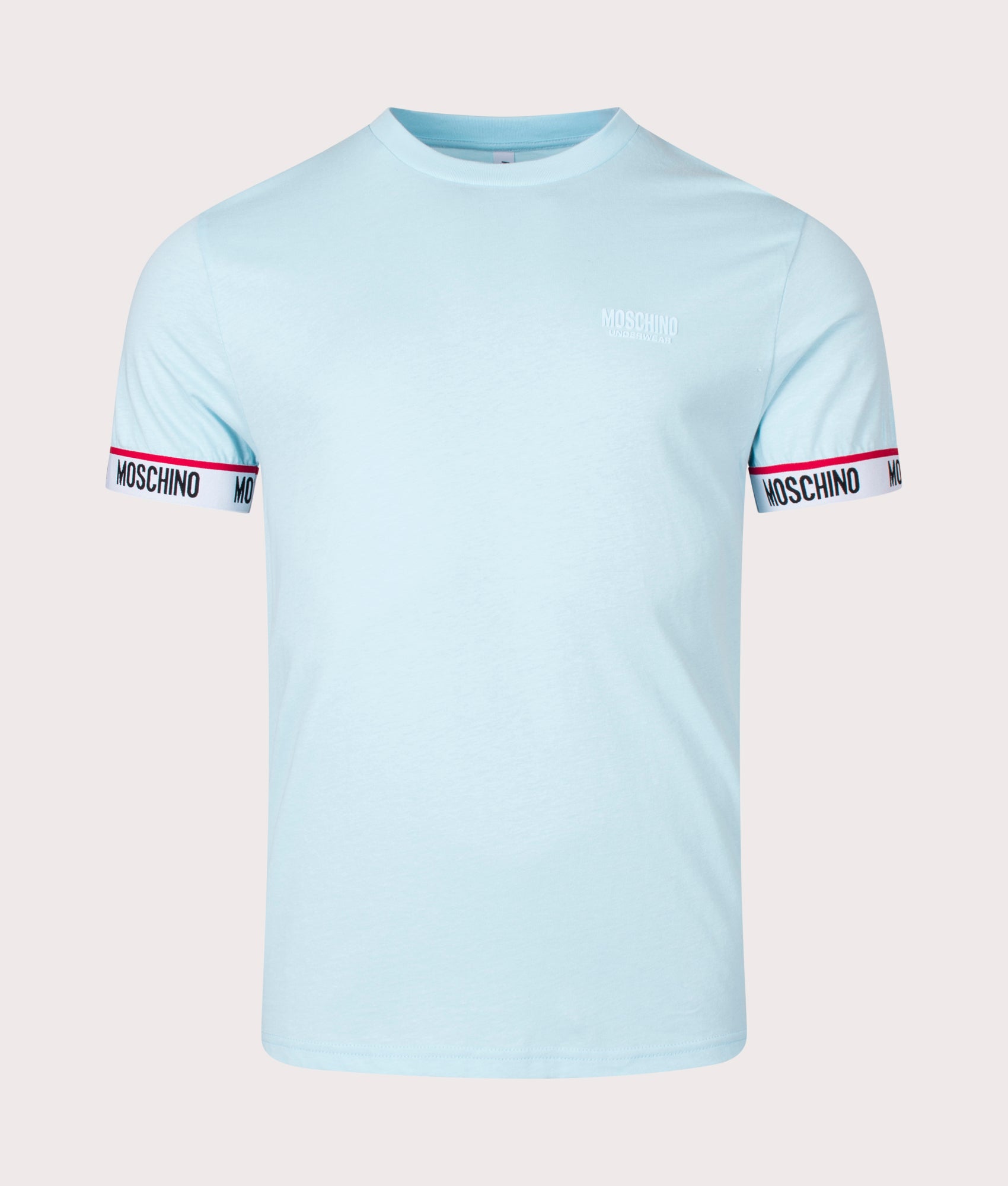 Taped-Logo-Cuff-T-Shirt-Light-Blue-Moschino-EQVVS