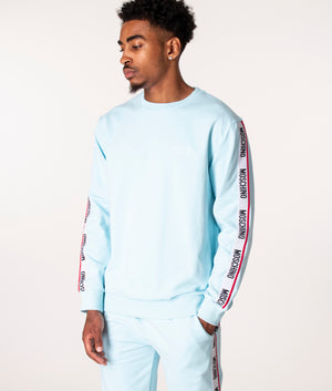 Logo-Taped-Arm-Sweatshirt-Light-Blue-Moschino-EQVVS