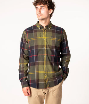 Barbour Glendale Taiolored Shirt in Tartan Check at EQVVS. Model, front. 