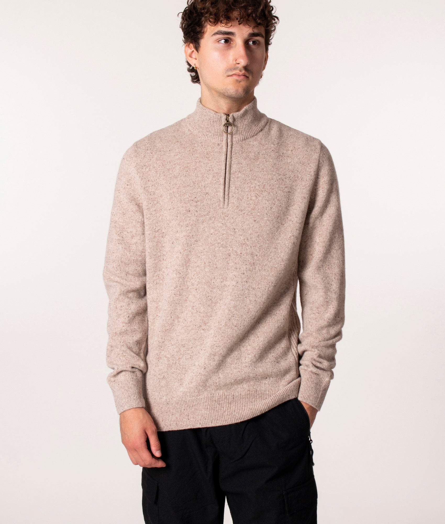 Tisbury-Quarter-Zip-Jumper-Stone-Barbour-Lifestyle-EQVVS