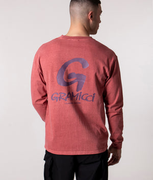 Relaxed-Fit-G-Logo-Long-Sleeve-T-Shirt-Dusty-Red-Gramicci-EQVVS
