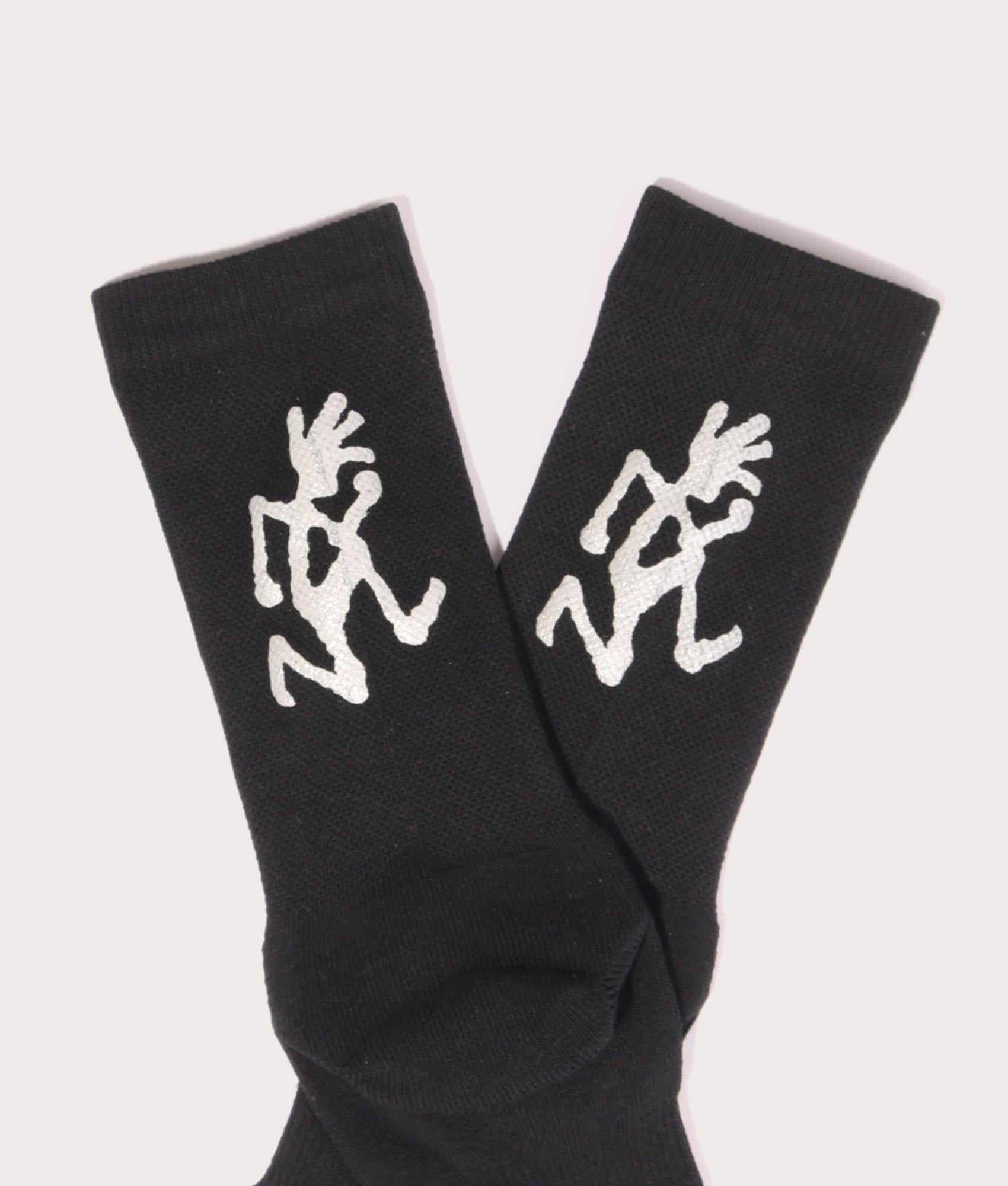 Running-Man-Logo-Print-Socks-Black-Gramicci-EQVVS