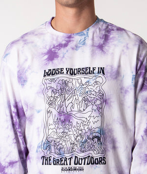 Relaxed-Fit-Long-Sleeve-Plan-T-Shirt-Fan-L-Blue-Tdye-Napapijri-EQVVS 