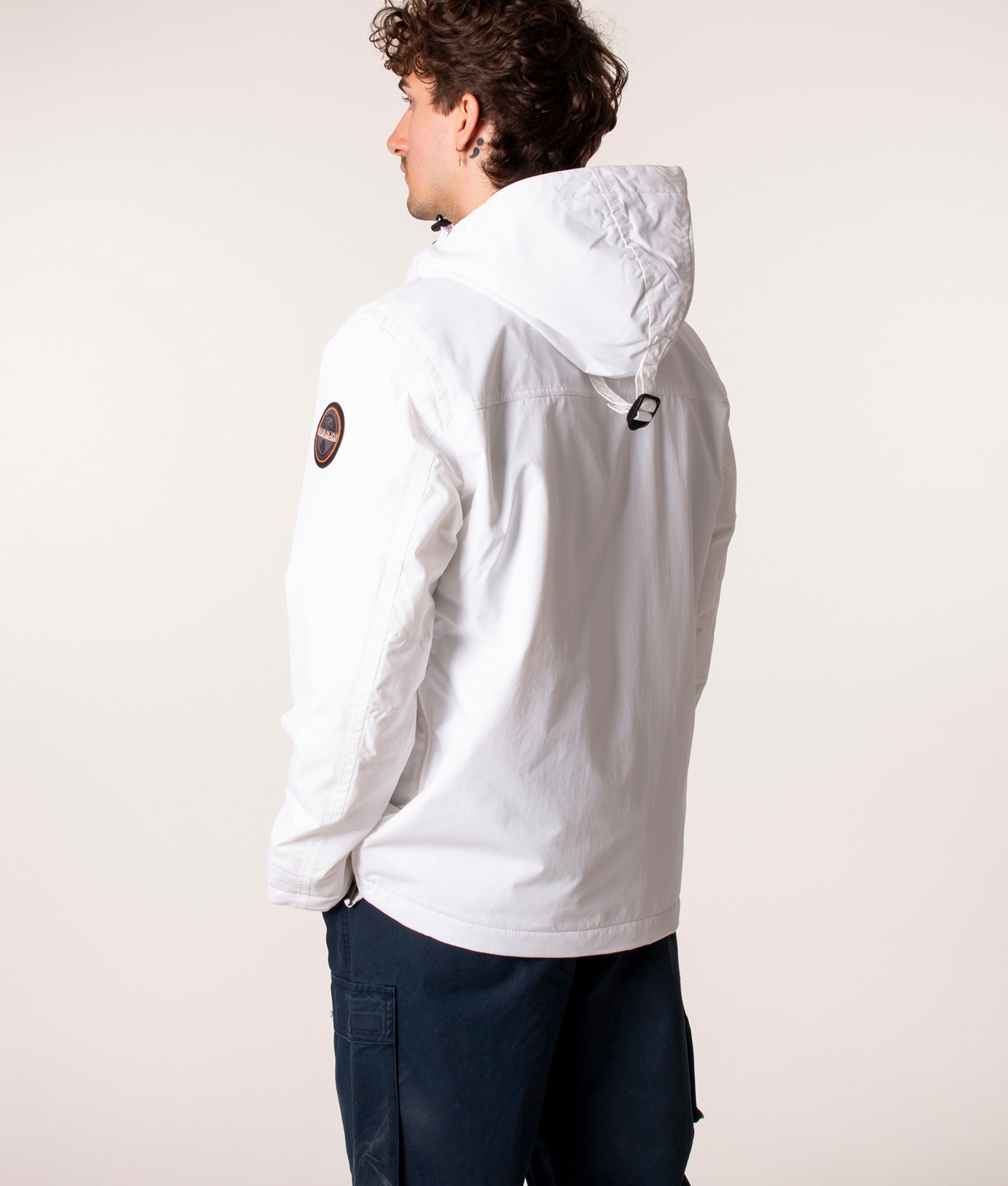 Napapijri Rainforest Winter 3 Overhead Jacket in Bright White at EQVVS, Model back angle