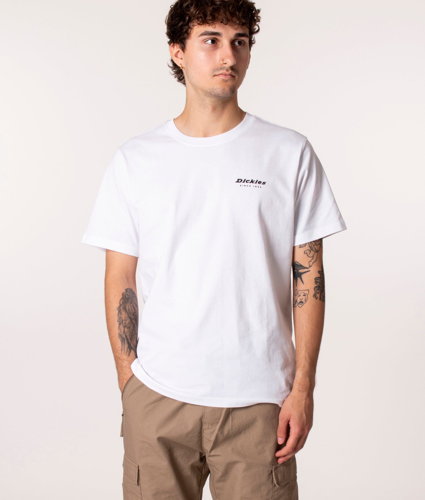 Dickies Camden Box T-Shirt in White at EQVVS, Model, front
