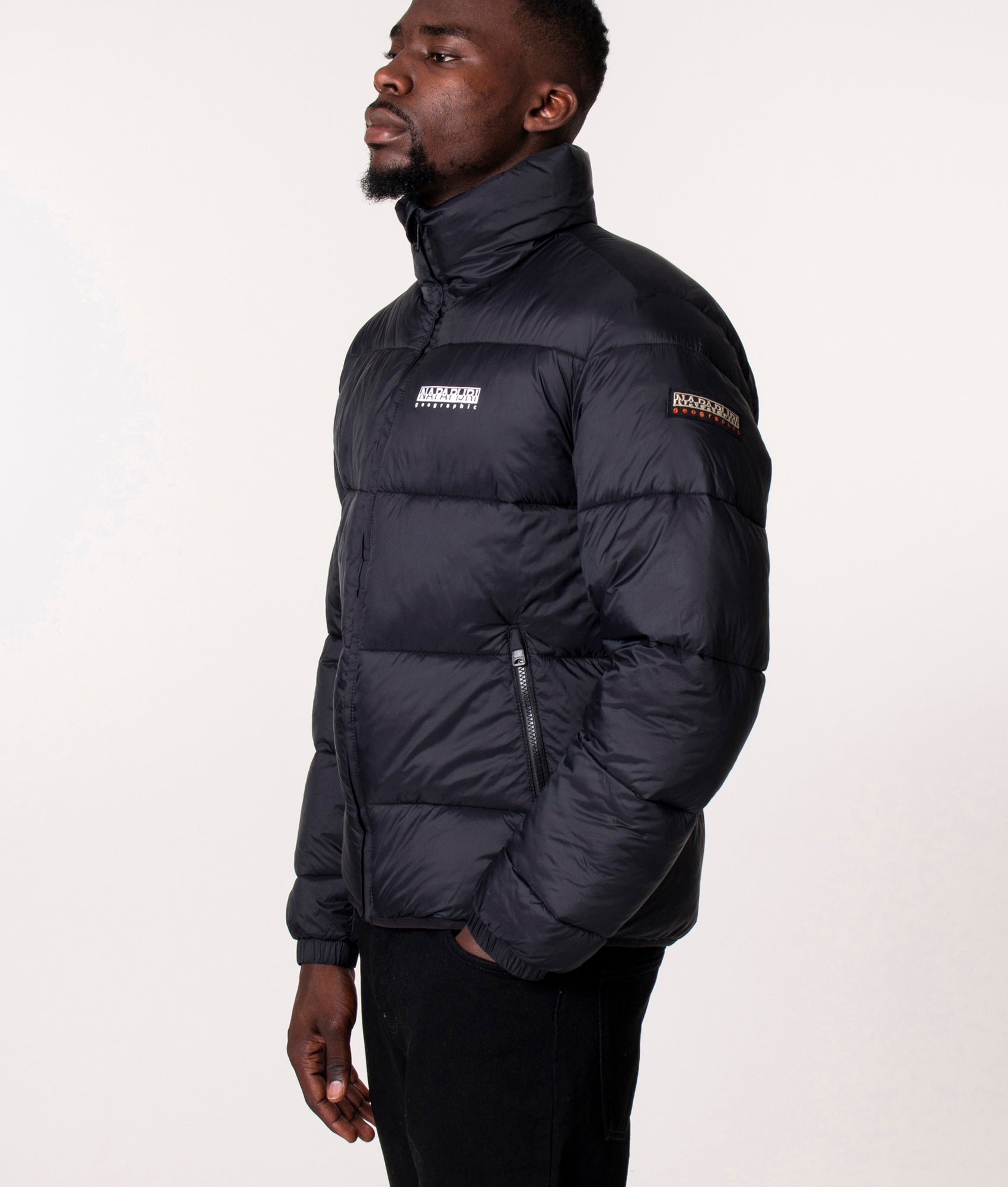 Napapijri A-Suomi 3 Short Jacket in Black at EQVVS, Model angled