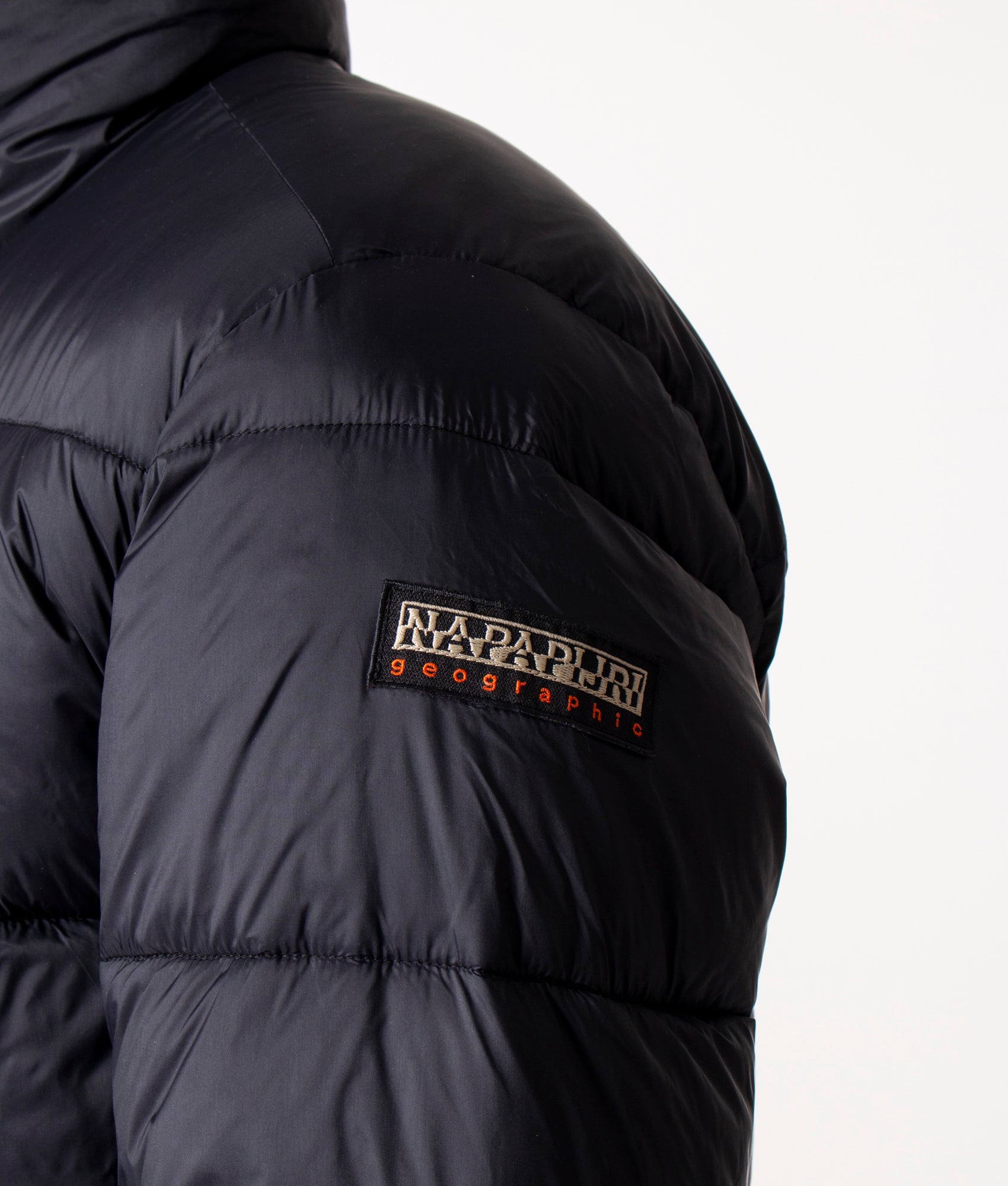 Napapijri A-Suomi 3 Short Jacket in Black at EQVVS, Model arm detail