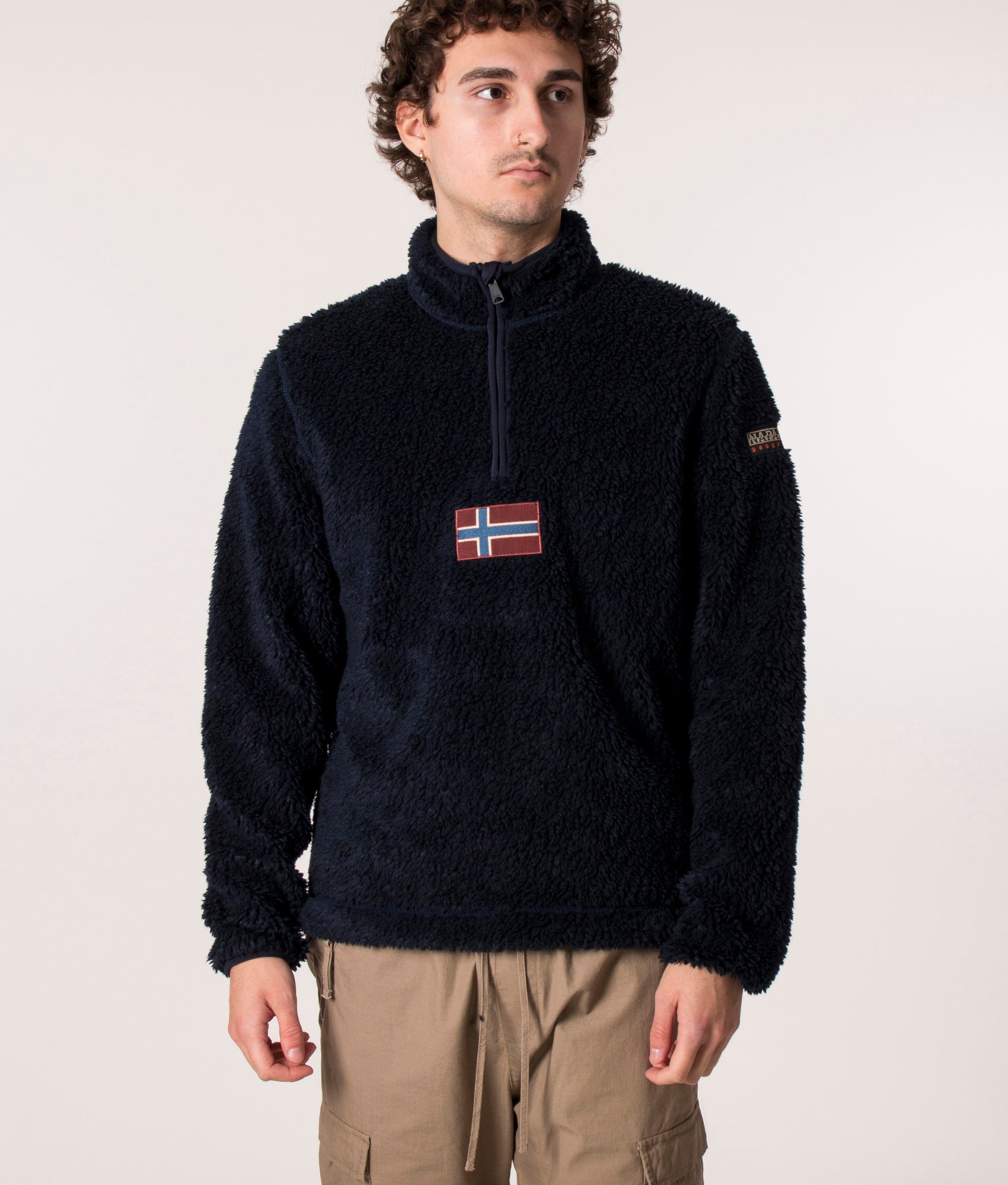 Quarter-Zip-Ayas-Fleece-Sweatshirt-Blu-Marine-Napapijri-EQVVS