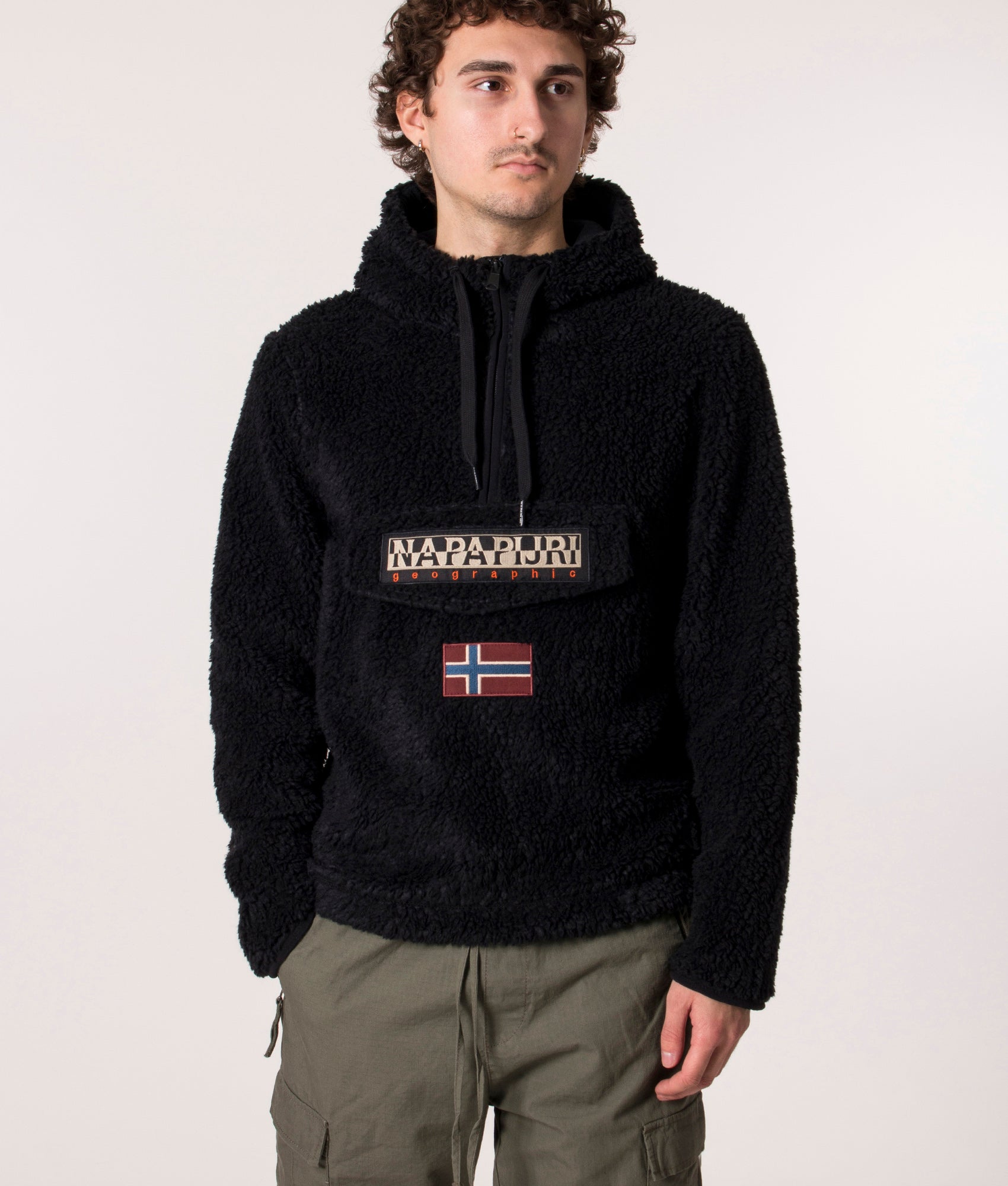 Quarter-Zip-Burgee-Fleece-Hoodie-Black-Napapijri-EQVVS