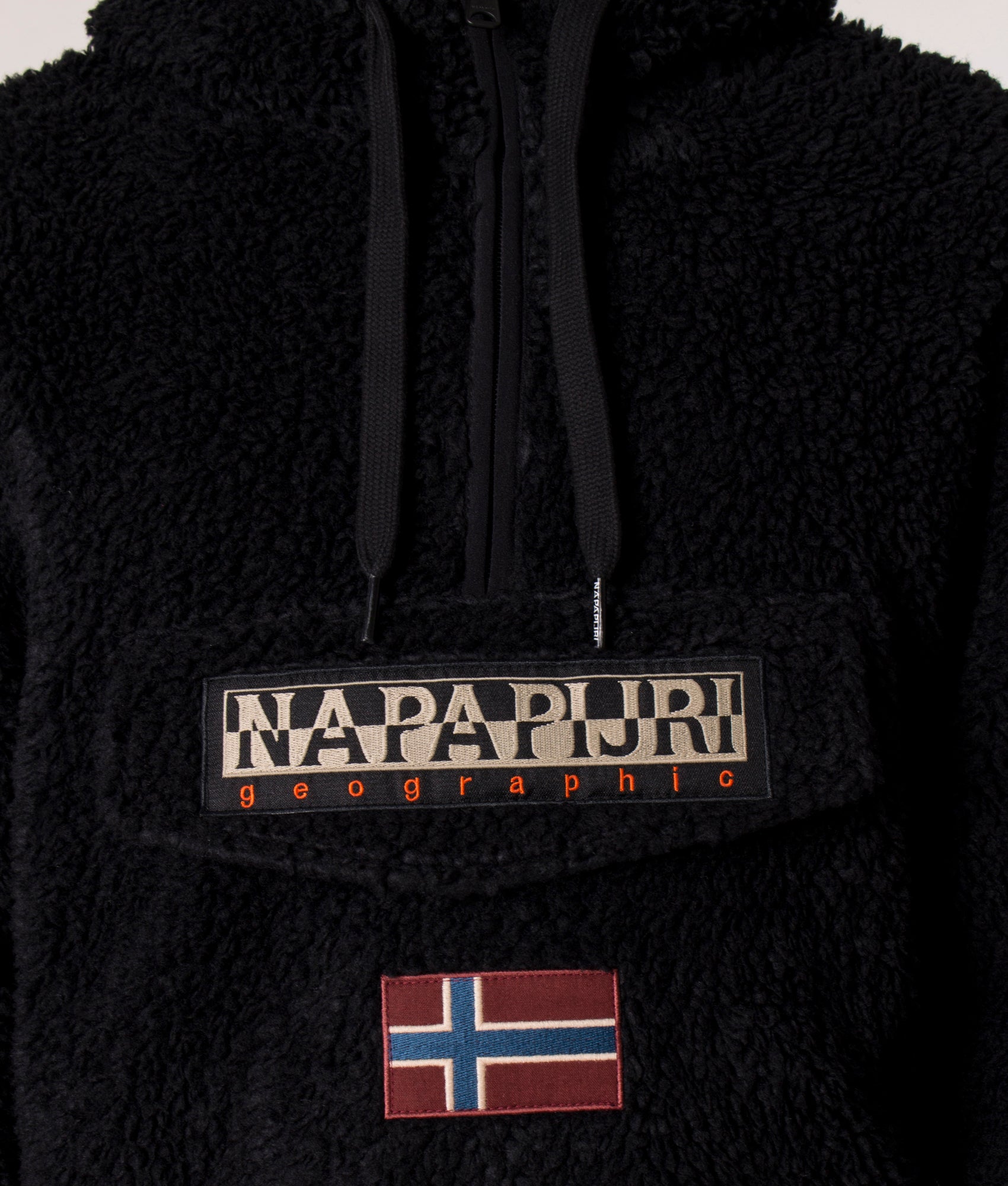 Quarter-Zip-Burgee-Fleece-Hoodie-Black-Napapijri-EQVVS