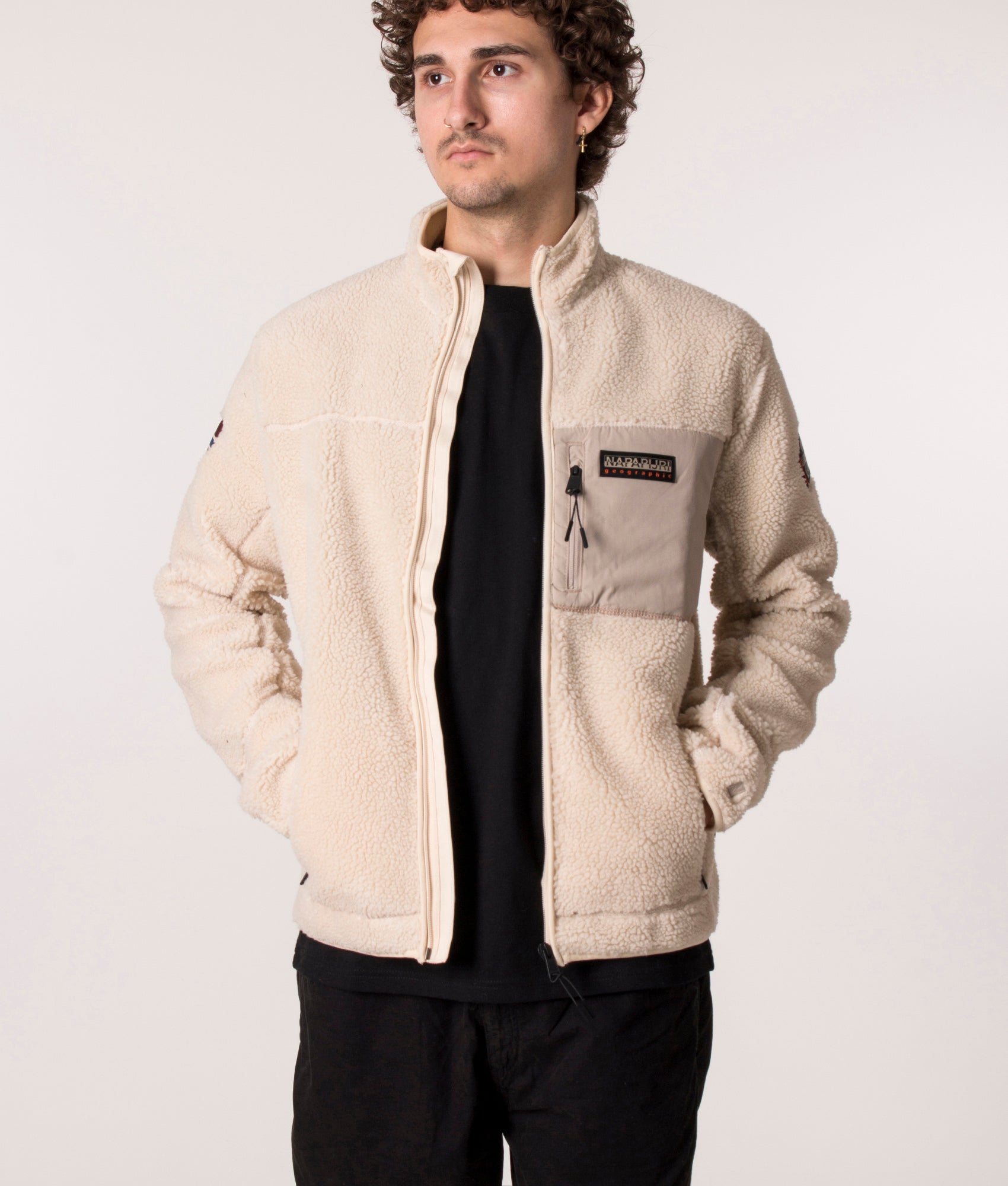 Zip-Through-Yupik-Fleece-Sweatshirt-Whitecap-Gray-Napapijri-EQVVS
