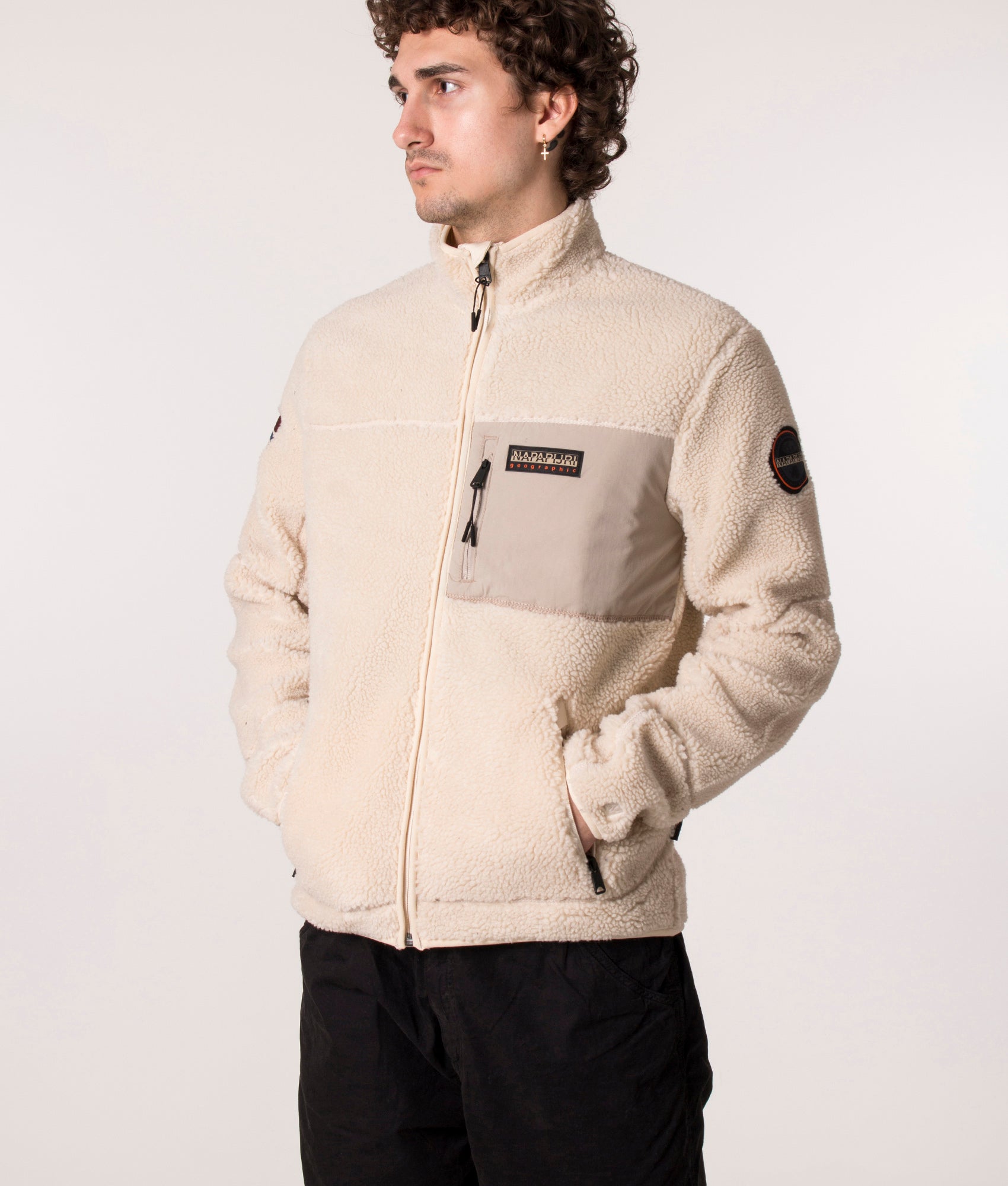 Zip-Through-Yupik-Fleece-Sweatshirt-Whitecap-Gray-Napapijri-EQVVS