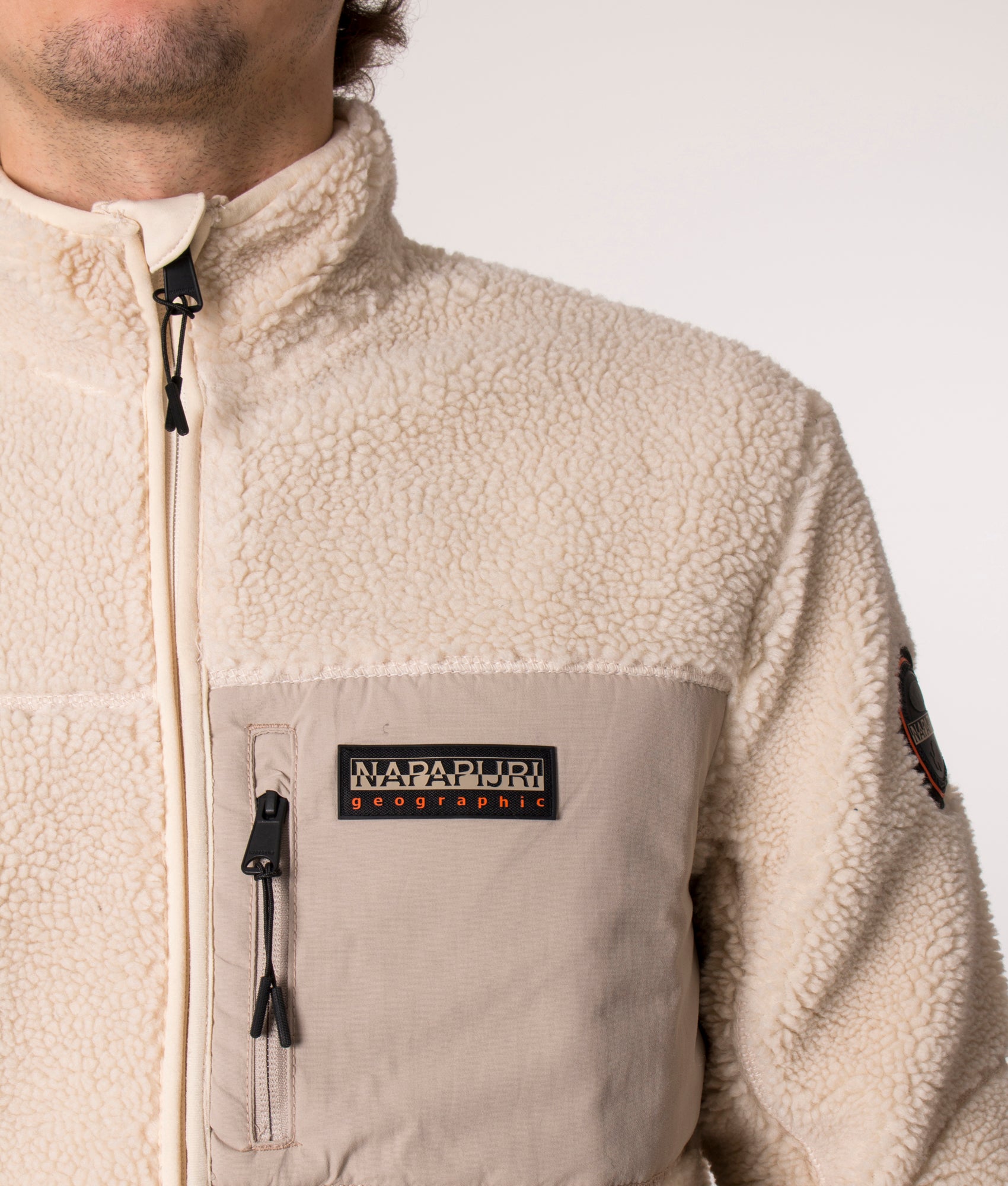 Zip-Through-Yupik-Fleece-Sweatshirt-Whitecap-Gray-Napapijri-EQVVS