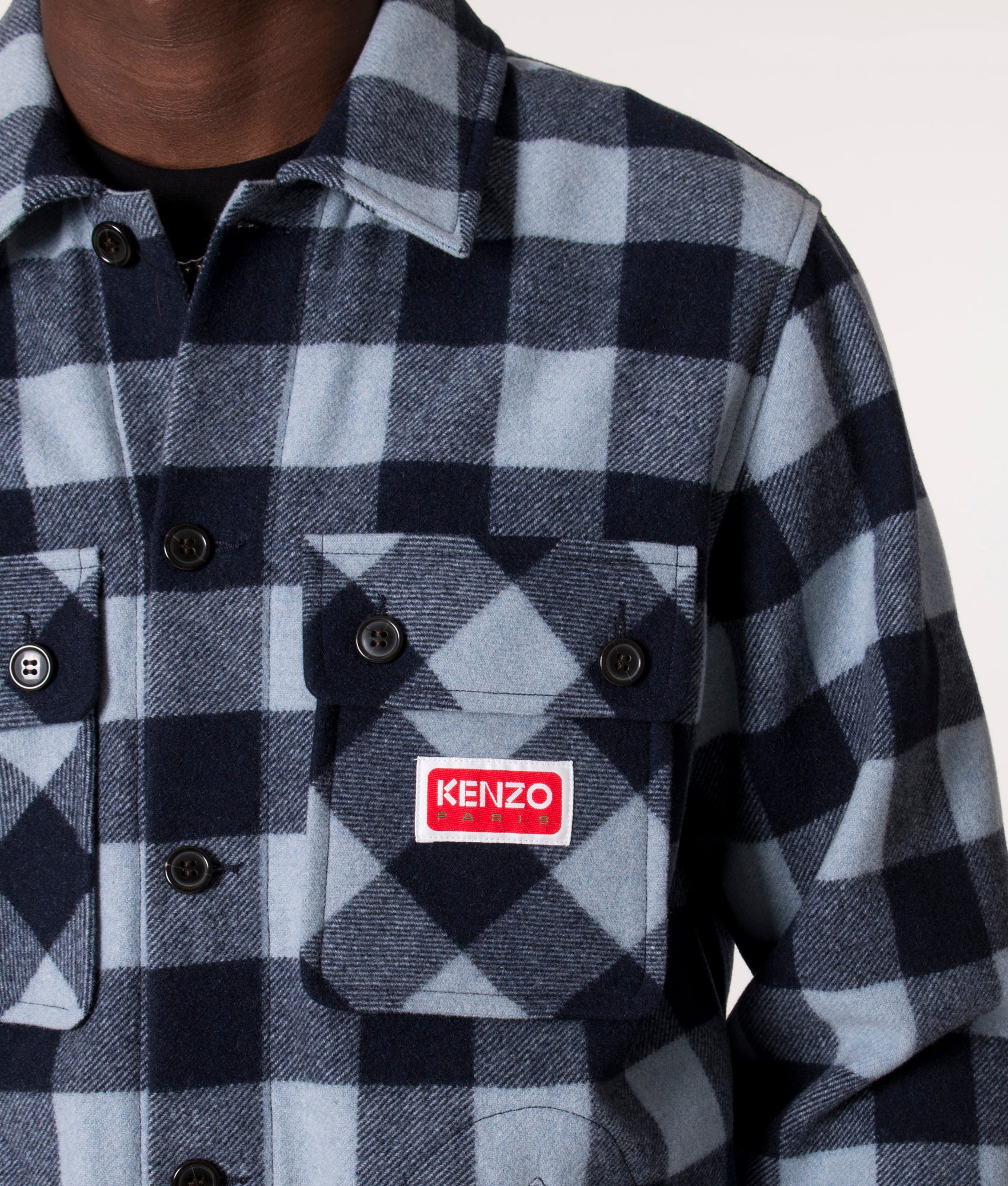 KENZO WOOL OVERSHIRT ウール オーバーシャツ ツイード36 Wool Overshirt Sky Blue | KENZO | EQVVS