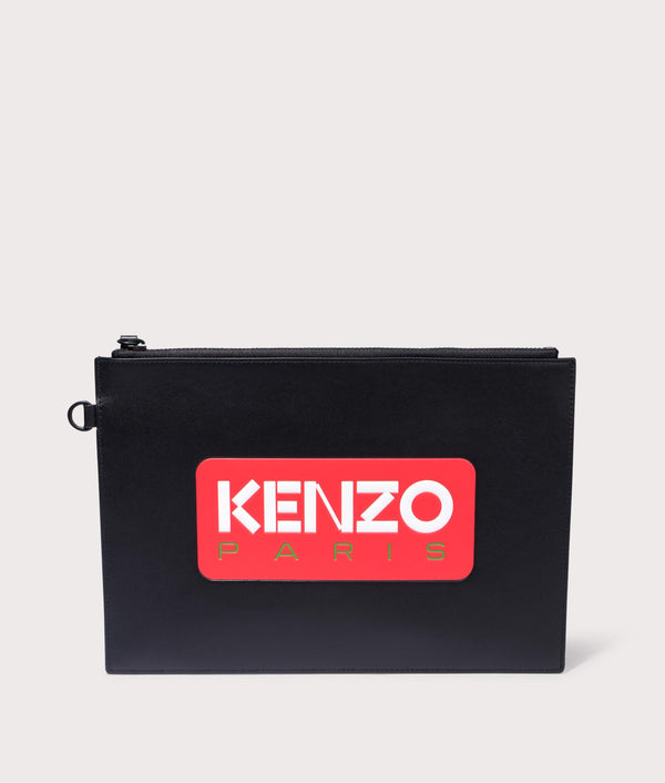 KENZO Paris Large Leather Pouch Bag Black | KENZO | EQVVS