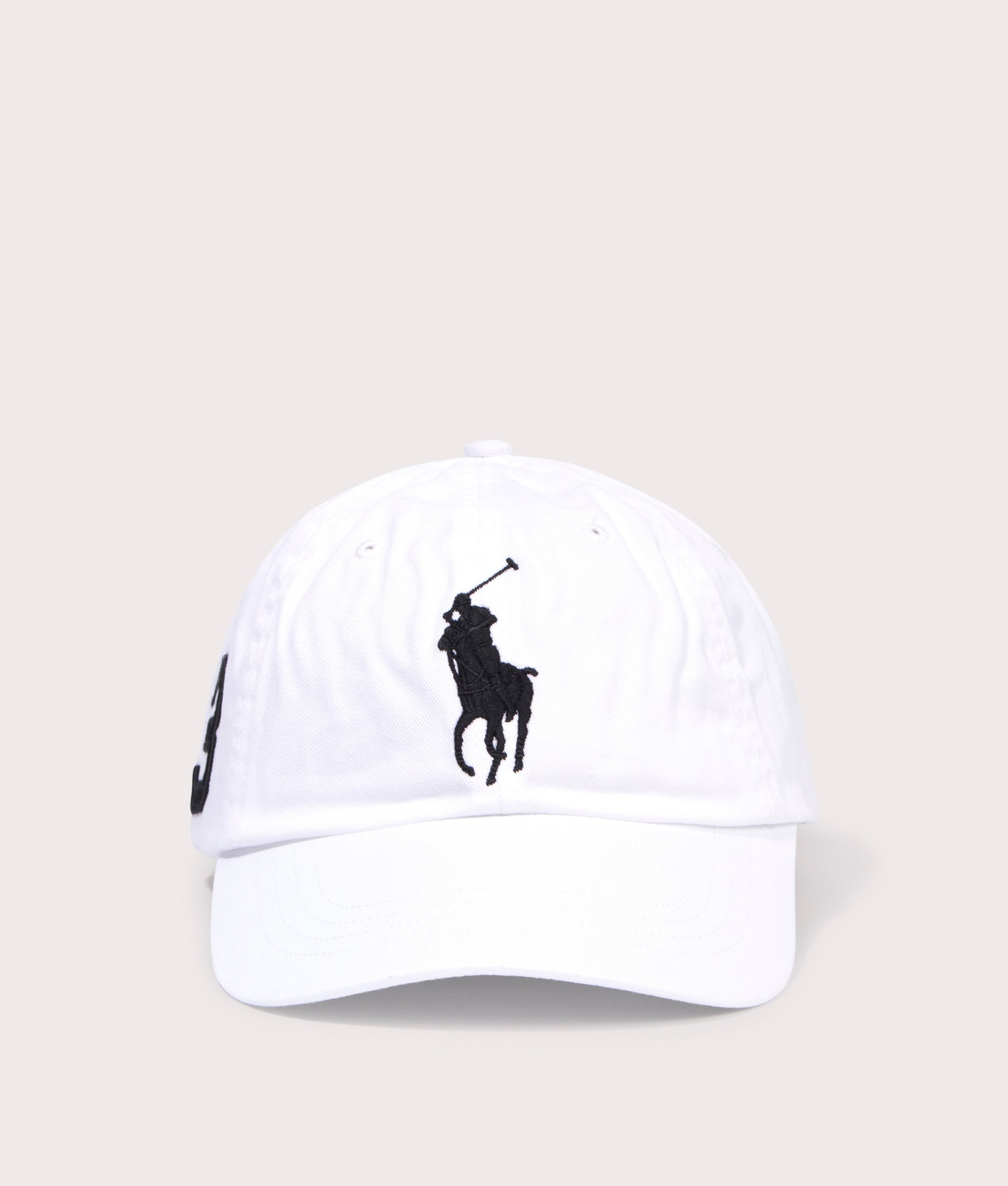 Polo Ralph Lauren Big Pony Chino Baseball Cap in White at EQVVS Menswear. Front shot.