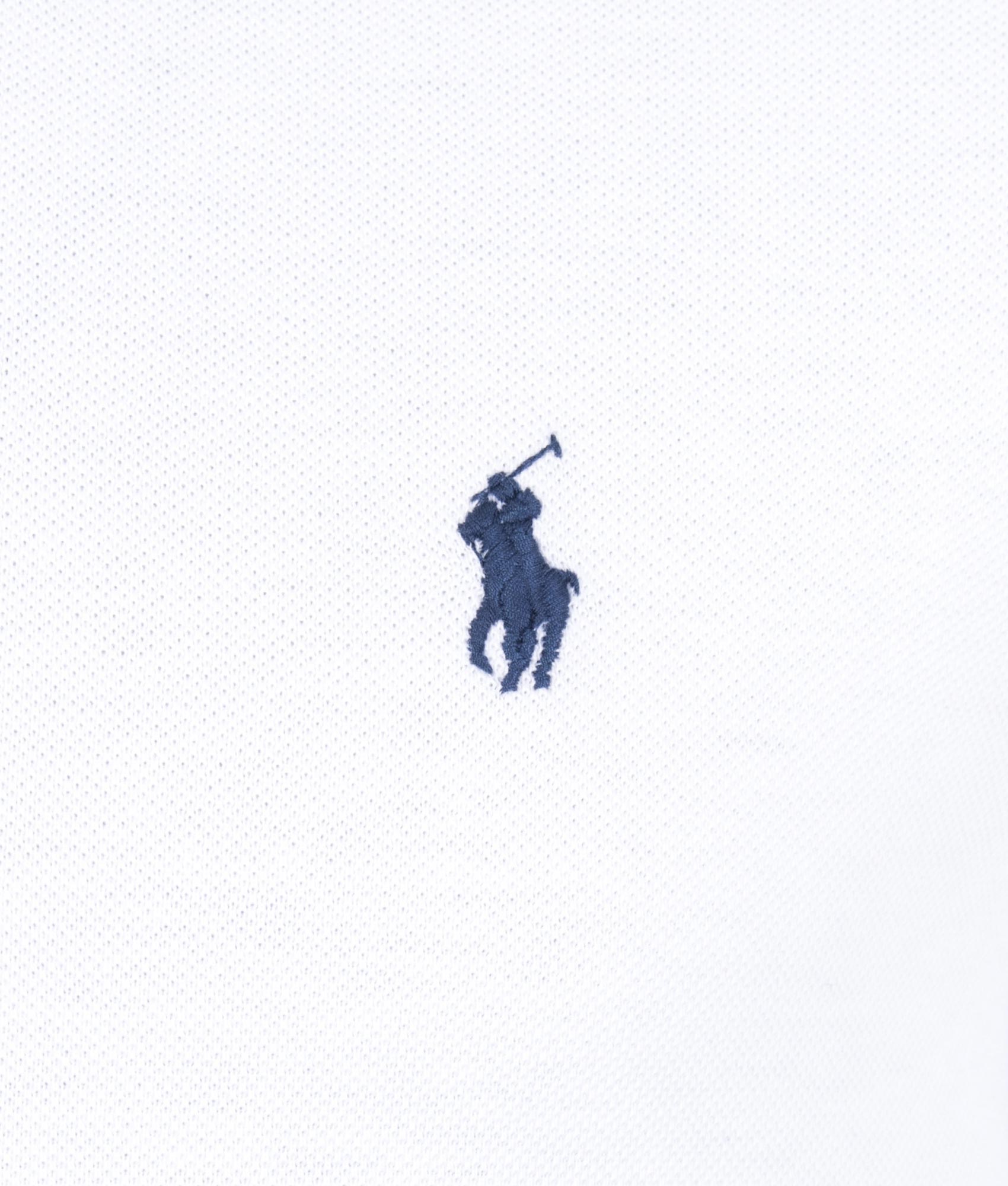 Polo Ralph Lauren Custom Slim Fit Long Sleeve Polo Shirt in White at EQVVS Menswear. Detail Shot