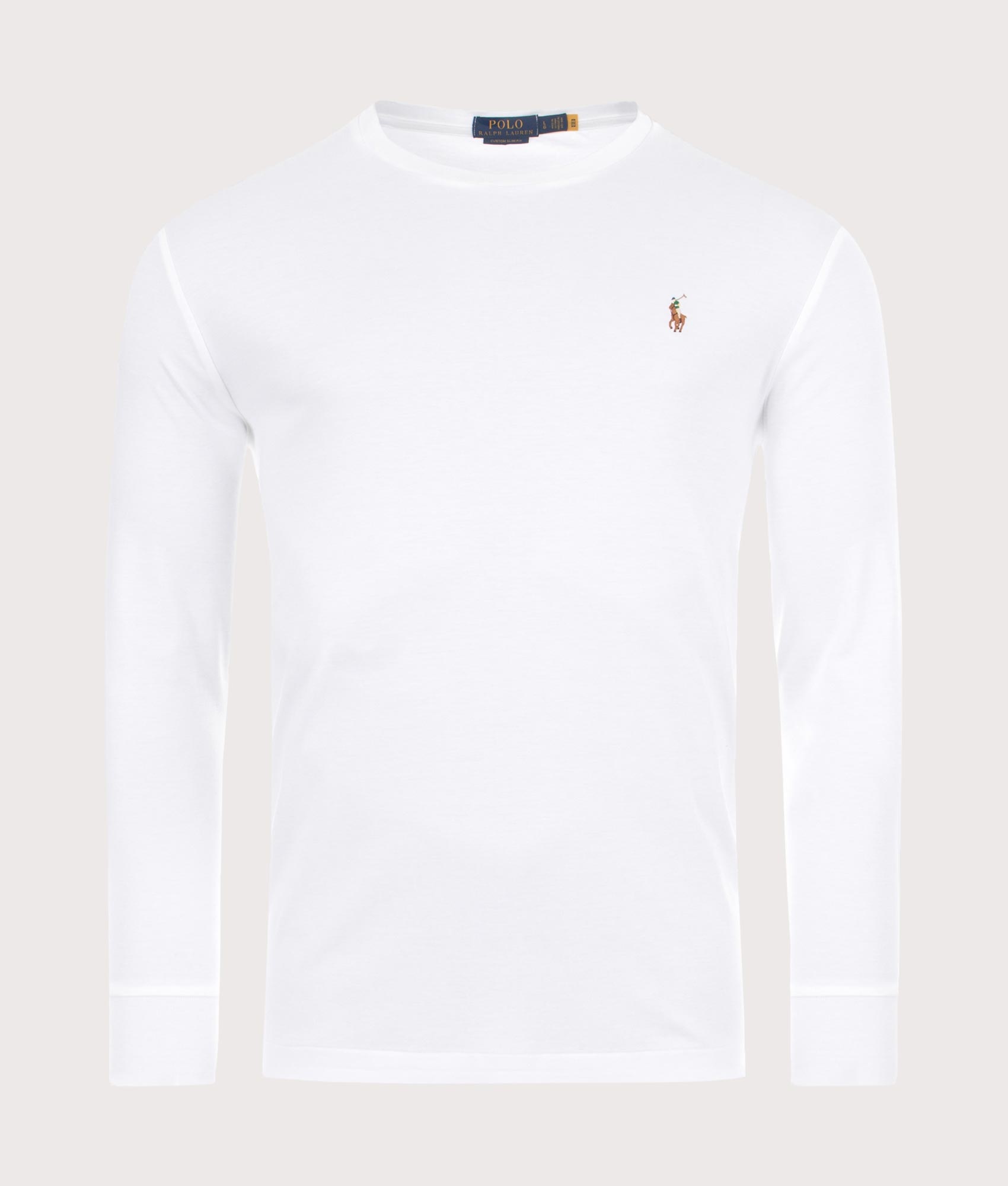 Slim Interlock Long Sleeve T Shirt White Polo Ralph Lauren EQVVS