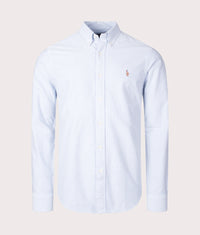 Custom Slim Fit Oxford Shirt: 004 Blue/White Stripe 