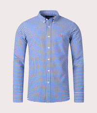Custom Slim Fit Oxford Shirt: 005 Blue/White Gingham 