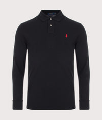 Custom Slim Fit Long Sleeve Polo Shirt: 045 Polo Black 