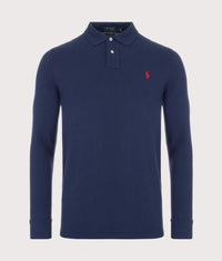 Custom Slim Fit Long Sleeve Polo Shirt: 046 Newport Navy 