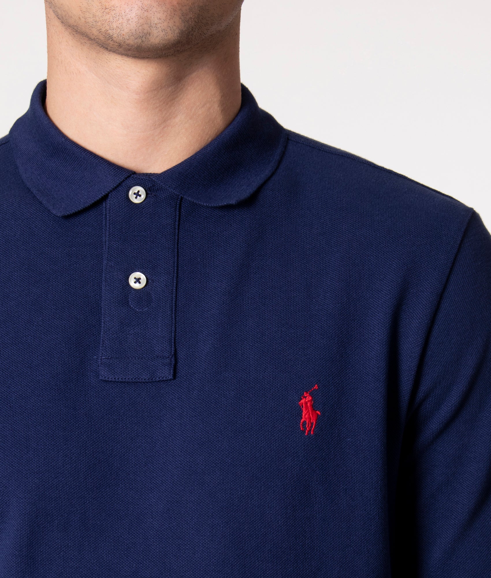 Custom Slim Long Sleeve Polo Shirt Newport Navy Polo Ralph