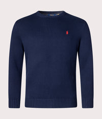 Cotton Ribbed Crew Neck Jumper: 001 Hunter Navy 